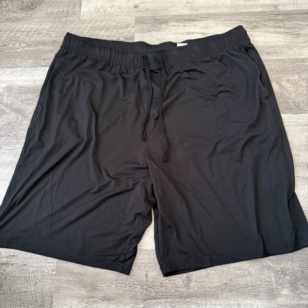 KingSize Knit Jersey Shorts Mens 3XL Tall Black Elastic Waist Drawstring Long